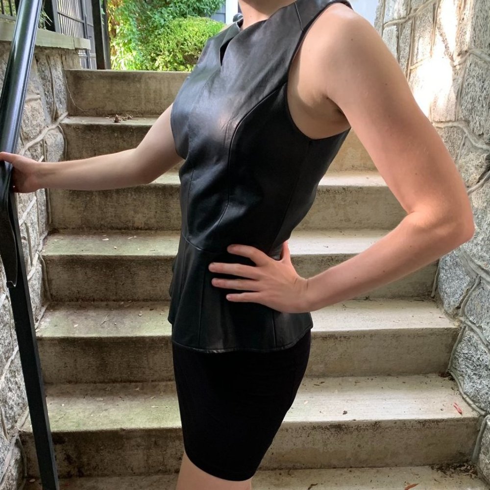 Tinley Road Leather Peplum Top